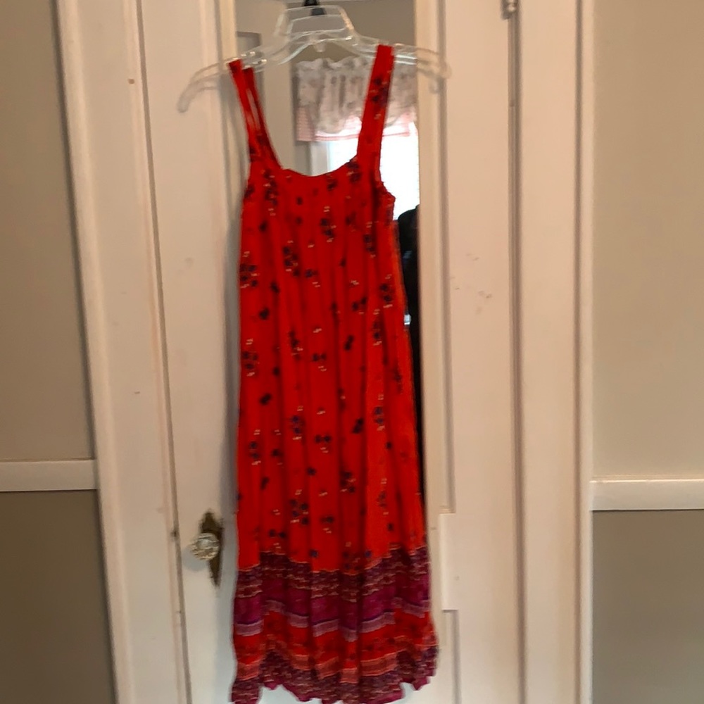 red print lined dress